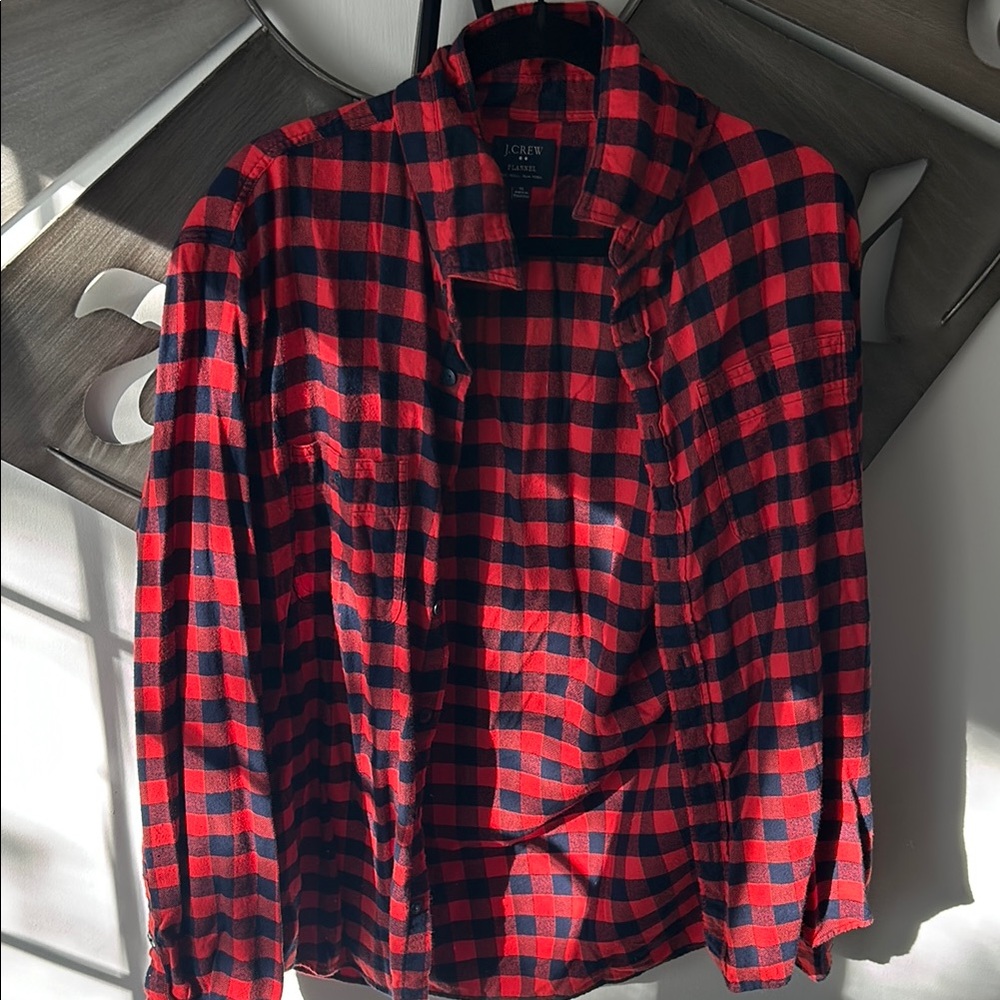 J. Crew Red and Black Plaid Casual Button Down Shirt